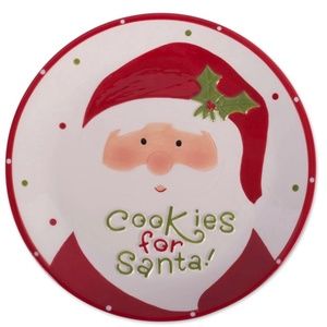 NIB COOKIES FOR SANTA Ceramic Christmas Plate by Pier 1 Size 8”x8” NEW IN BOX. I
